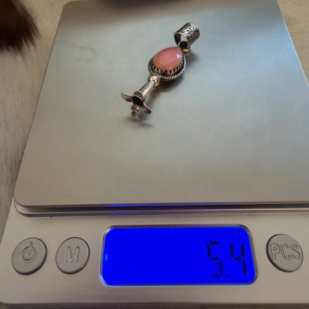 ❤️ Queen Pink Conch Navajo Style Sterling Silver Squash Blossom Pendant 1.89”L